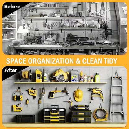 Garage Wall Hooks Storage Rack - Iron Utility Hooks for Power Tools, Ladders, Bikes, Ropes - Wall Mount Organizer for Garage