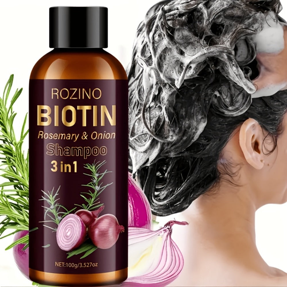 Onion Rosemary Biotin 3-in-1 Shampoo Bar for Hair Growth & Damaged Hair - Scalp Cleansing for Bath Time, Home Spa and Personal Care