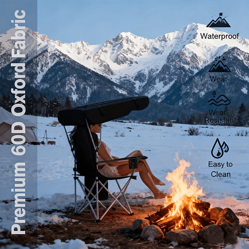Canopy Camping Chair with 29.53-Inch Sun Shade, Cup Holders, Side Pocket and Four Color Options