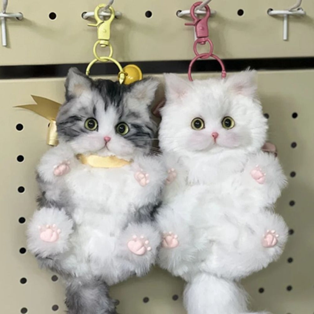 Fluffy Pipe Cleaner Cat Charm Craft Kit for Orange and Gray Pendants with Two-Piece Material Set
