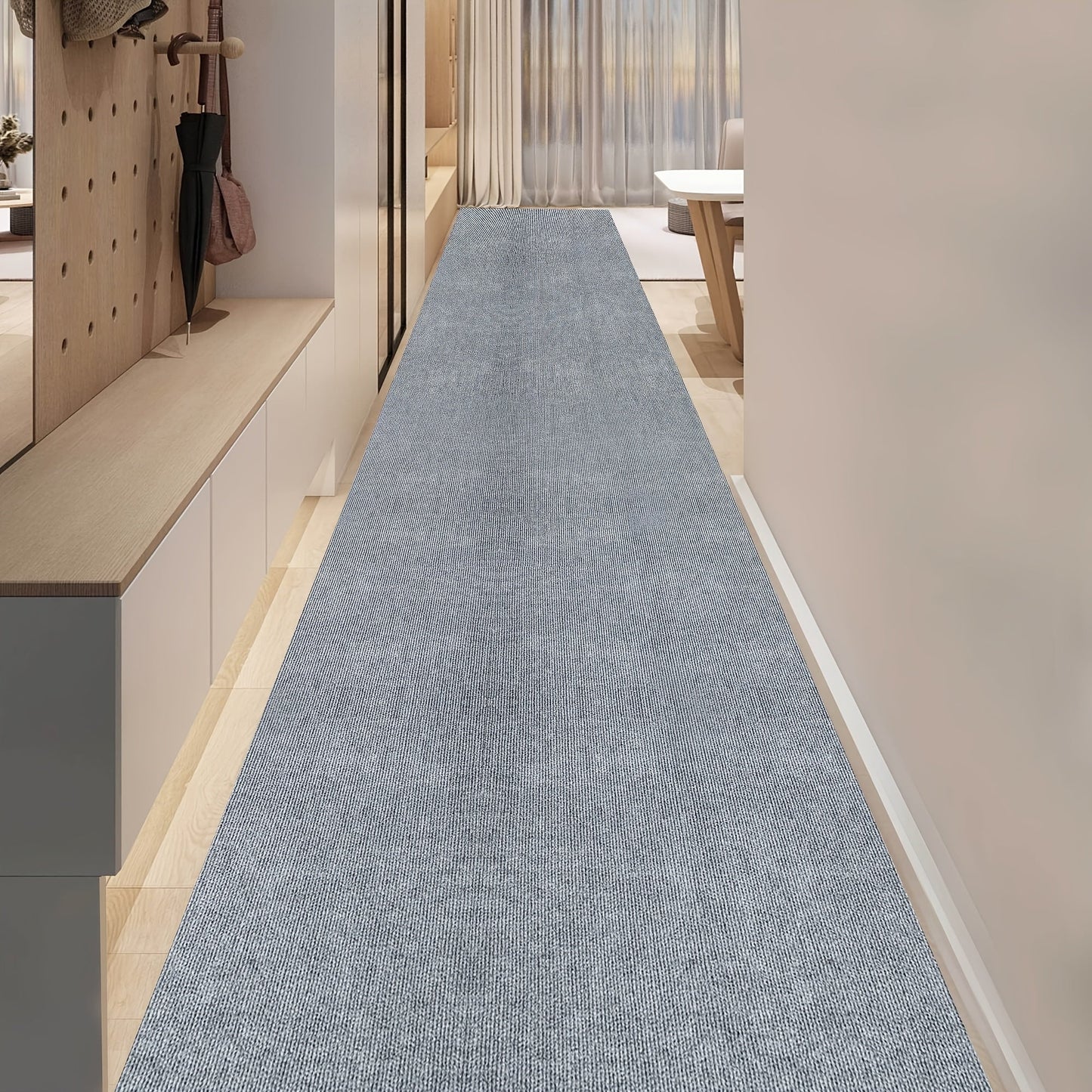 Solid-Color Hallway Runner in Five Neutral Shades with 60 cm Width and Four Listed Lengths