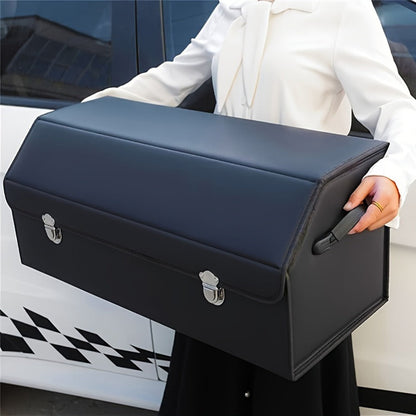 PU Leather Car Organizer Box Foldable Multi-Compartment – Large Capacity Storage for SUV, Truck, Camper & Car Interior