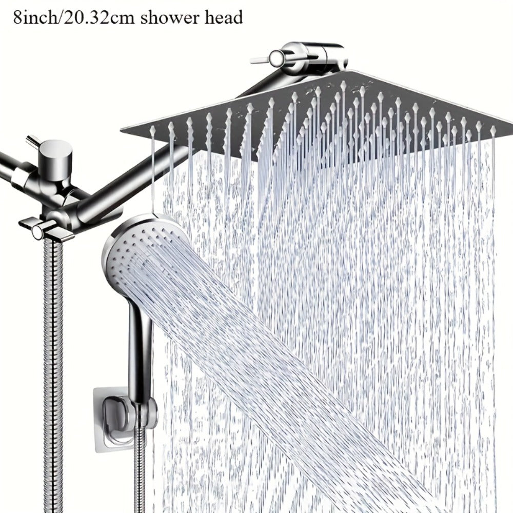 High Pressure Shower Head Combo with Handheld Shower Wall Mounted 9 Spray Settings Rainfall Shower System Adjustable Angle Leakproof