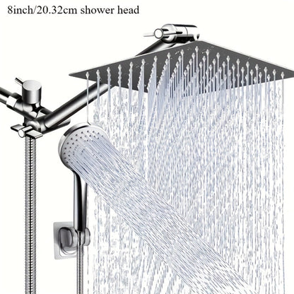 High Pressure Shower Head Combo with Handheld Shower Wall Mounted 9 Spray Settings Rainfall Shower System Adjustable Angle Leakproof