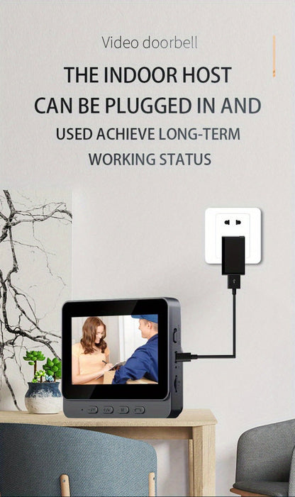 1296P Video Doorbell with 4.3" Indoor Monitor & Local SD Storage - No WiFi No App Required, Two-Way Audio