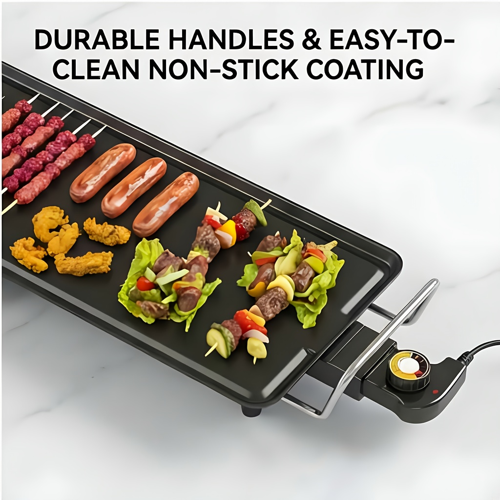 Indoor Electric Grill Smokeless, Non-Stick BBQ Griddle with Adjustable Temperature & Drip Tray