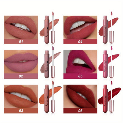 Liquid Matte Lipstick Set 6 Pcs Nude Shades Waterproof High Pigment Velvet Smudge Proof Lip, for Makeup, Travel and Everyday Vanity Use