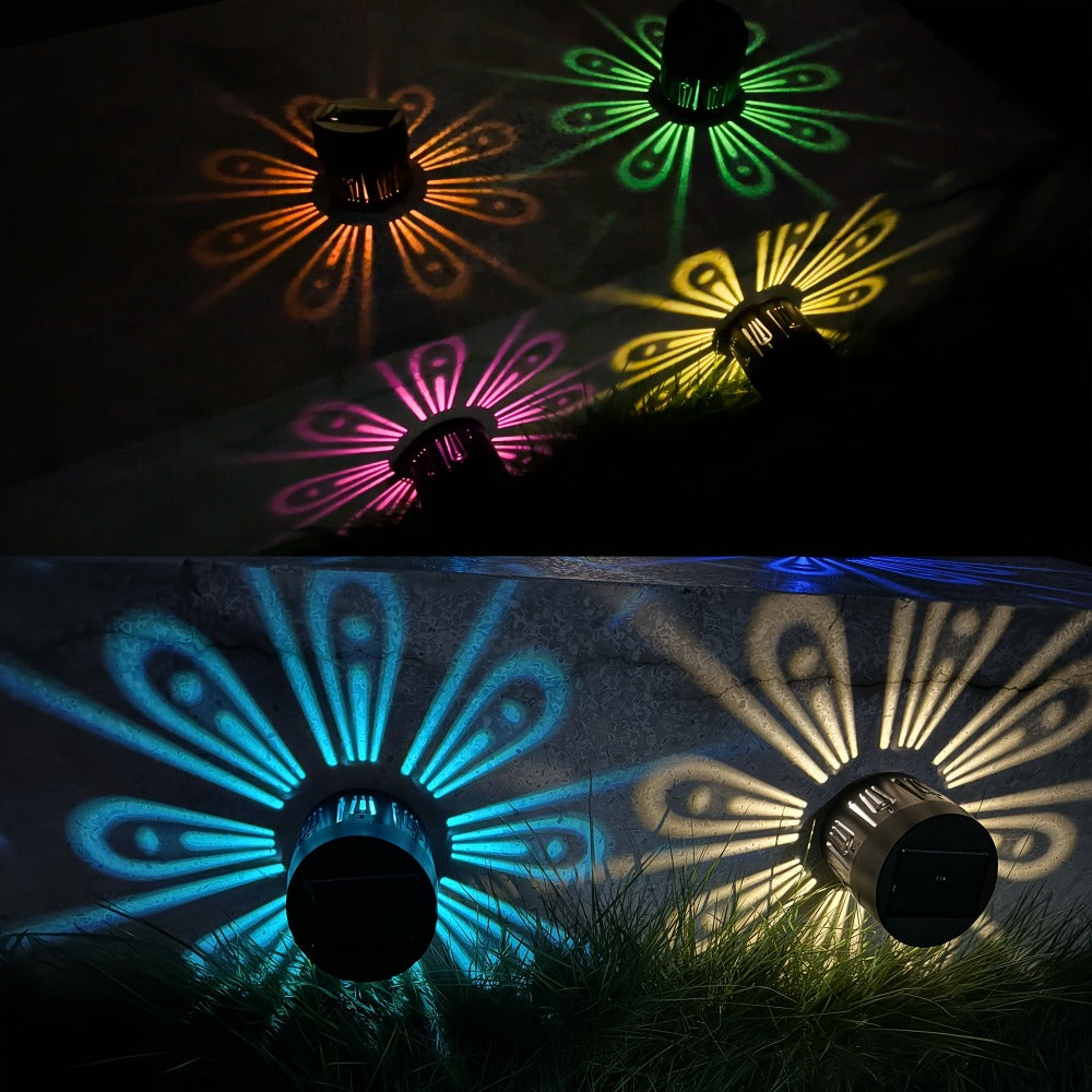 Two-Piece Solar Flower Projection Wall Light Set with Multicolor or Warm White Illumination