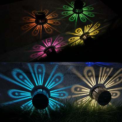 Two-Piece Solar Flower Projection Wall Light Set with Multicolor or Warm White Illumination