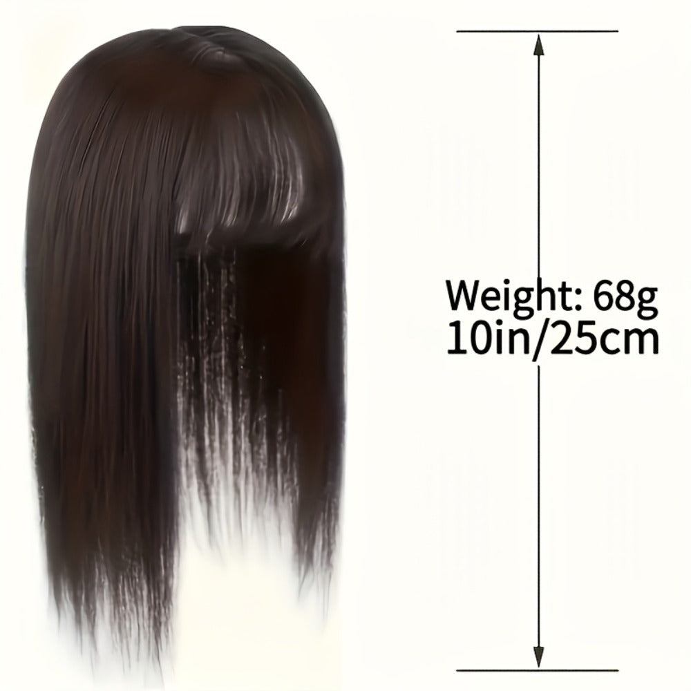 Hair Topper with Bangs for Women Thinning Hair Crown Coverage 10 Inch Lightweight Clip In Top Wig Volume Boost Black Dark Brown Light Brown