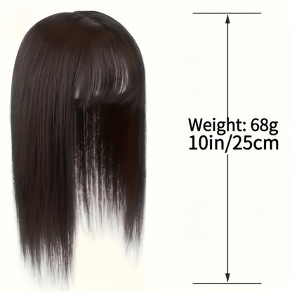 Hair Topper with Bangs for Women Thinning Hair Crown Coverage 10 Inch Lightweight Clip In Top Wig Volume Boost Black Dark Brown Light Brown