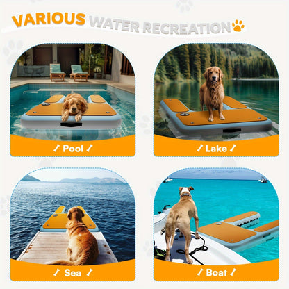 Dog Pool Ramp Pup Plank for Pool Boat Dock & Lake – 60" x 40" Safe Easy Water Access for Dogs Up to 210 lbs, Foldable Dog Boat Ramp