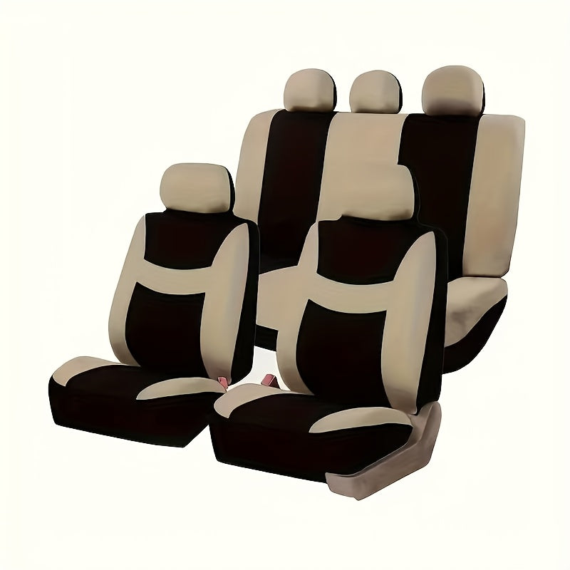 Car Seat Covers 5-Seat Breathable Fabric Full Set with Front and Rear Pieces in Ten Color Options
