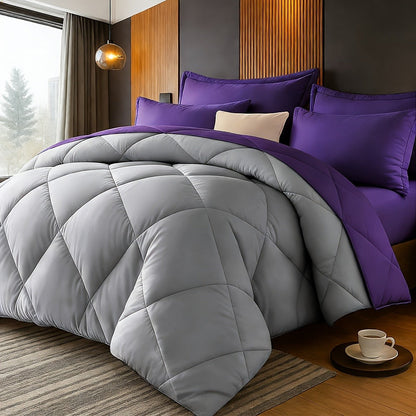 Comforter Set 2/3 Piece – Diamond Grid Quilted Down Alternative Comforter with Pillowcases, Soft Microfiber Breathable All Season Bedding