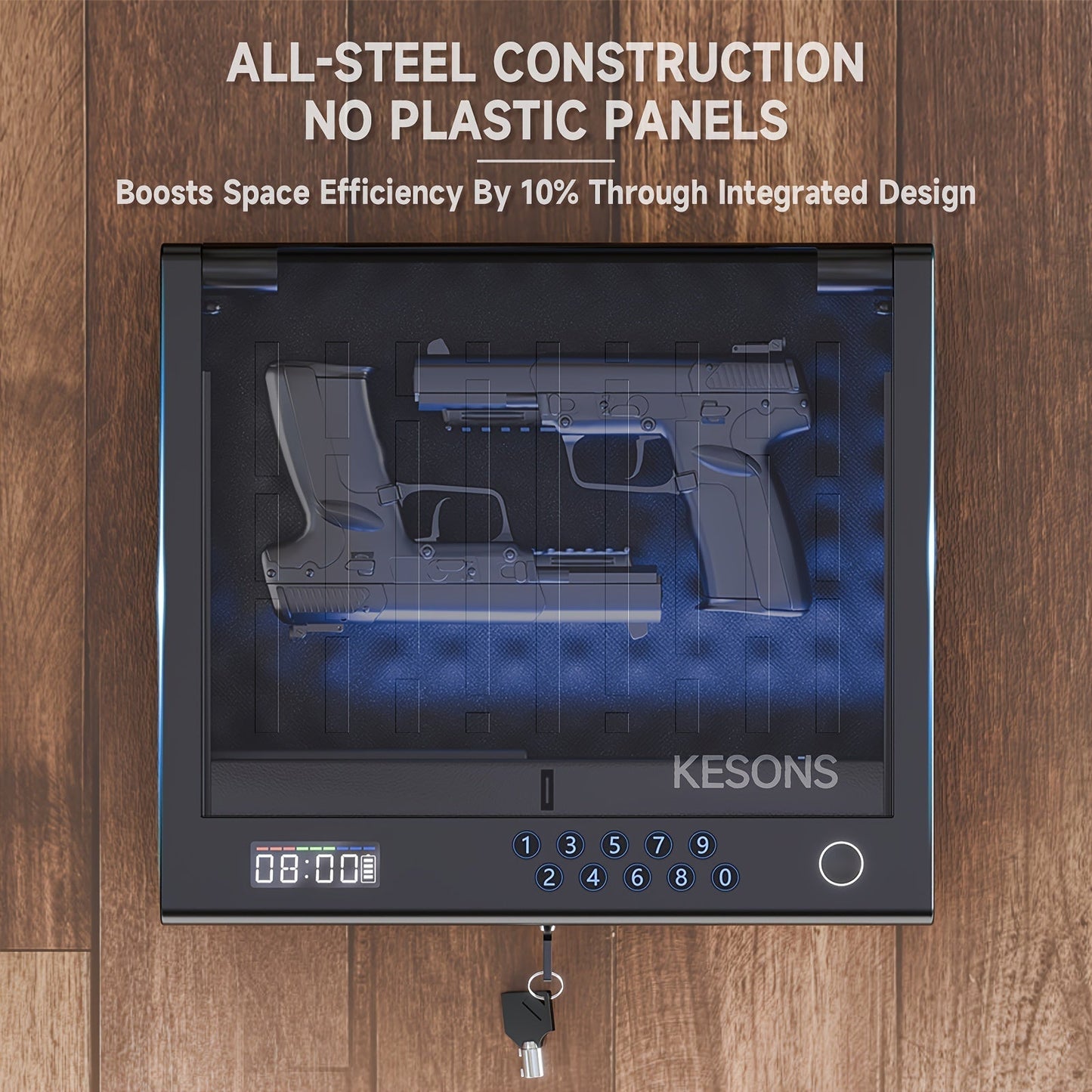 Gun Safe for Pistols – Fingerprint Quick Access Handgun Safe with LCD Display, Full Digital Keypad | Biometric Pistol Safe for Nightstand