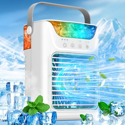 Portable Mini Air Conditioner Fan, Personal Evaporative Cooler with 3-Speed Settings & Timer, Quiet Desktop Cooling Fan for Room