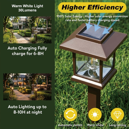 Solar Pathway Lights Outdoor Edison Style LED, Up to 12 Hours, White Solar Garden Lights for Yard