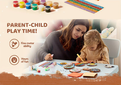Kids Painting Kit Glow in the Dark, Wood Slice Arts & Crafts Set Ages 6+ with 16 Wood Slices, Felt