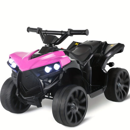 Kids Electric Ride-On ATV 4-Wheeler Quad with LED Headlights Foot Pedal Accelerator Anti-Slip Tires 55 lbs Capacity Outdoor Birthday Gift