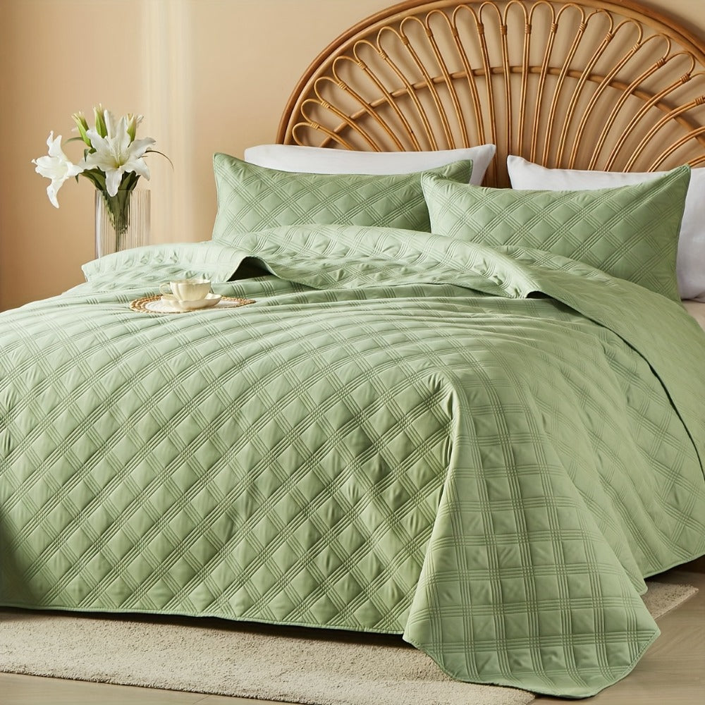 Quilt Set 2-3pcs – Lightweight Microfiber Bedspread Coin Pattern Coverlet All Seasons Twin Full Queen King Cal King