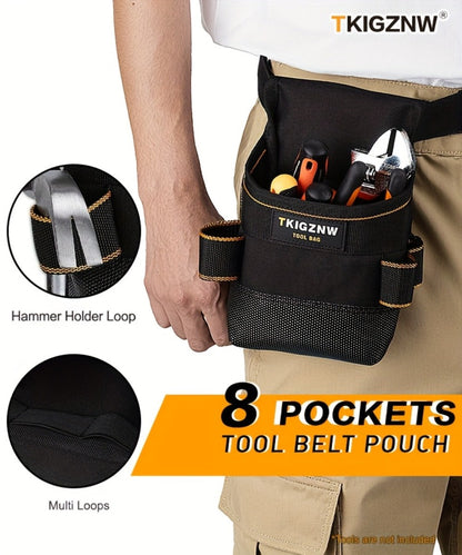 Tool Belt Pouch Heavy Duty Electrician | Adjustable Strap Multi-Compartment Organizer with Zipper | Professional Tool Bag for Plumbers