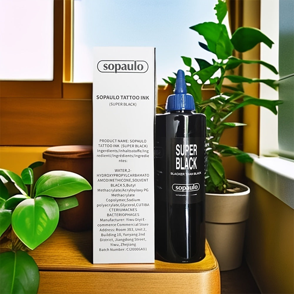 Tattoo Ink 8oz 240ml Single Black Bottle with Ultra-Dark Color Label and Large-Capacity Format