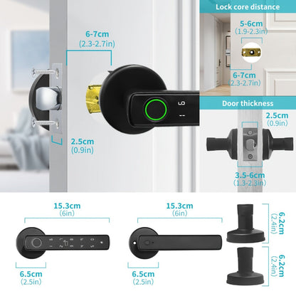 Smart Door Lock Handle with Fingerprint Keypad IC Card App and Key in Single or Double Row Options