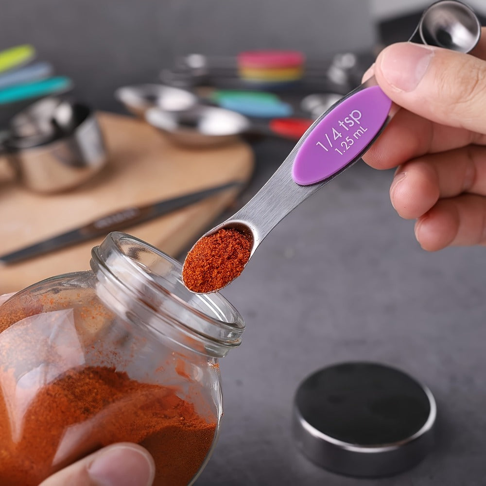 Stackable Measuring Cup and Spoon Sets with 8-, 9- or 17-Piece Black and Colorful Checkout Options