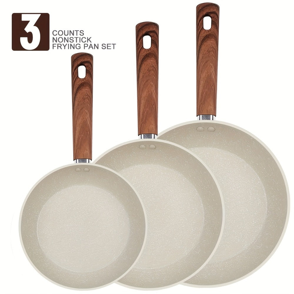 Non-Stick Frying Pan Set 3-Piece 7 9.5 11 Inch, Skillet Set with Insulated Handle for Home Cooking, Dining and Outdoor Meals