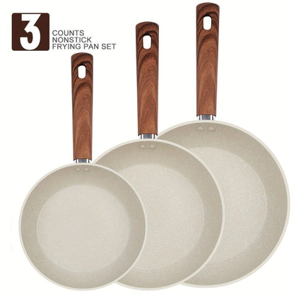 Non-Stick Frying Pan Set 3-Piece 7 9.5 11 Inch, Skillet Set with Insulated Handle for Home Cooking, Dining and Outdoor Meals