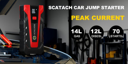 12V Jump Starter with Scatach-011 Base Model or Q27B Start-and-Inflation Package, Digital Display and Clamps