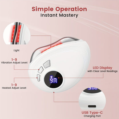 Gua Sha Electric Facial Sculpting Tool, 9-Speed Vibration & 9-Speed Heat, Face Lifting Lymphatic Drainage Massager for & Contouring