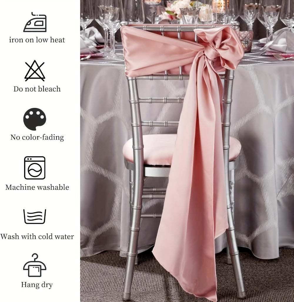 100pcs Satin Chair Sashes Bows for Wedding Banquet Party Event Decoration, 13 Colors, 18×275cm