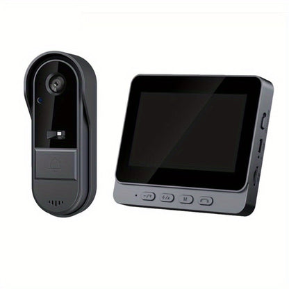 1920P Video Doorbell Camera with 4.3" Monitor & Dual Power - No WiFi No App, Battery & USB, Two-Way Audio