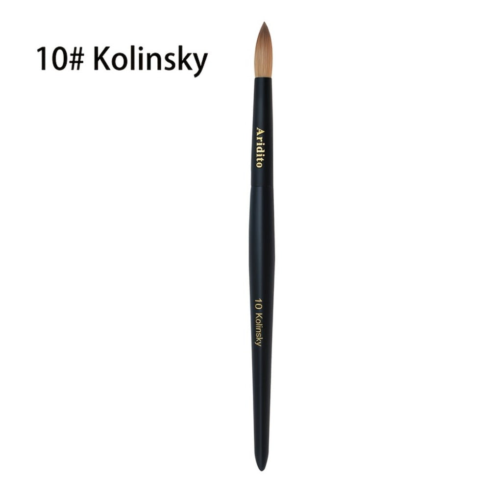 Kolinsky Nail Brush Round Head for Acrylic Extensions – Professional Black Wooden Handle Nail Art Brush with Genuine Kolinsky Hair Bristles