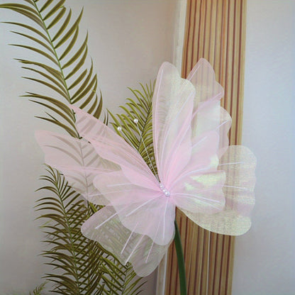 3D Artificial Butterfly Decorations 2pcs – Realistic Featherless Fake Butterflies for Wedding, Home, Garden & Party Decor | No Electricity