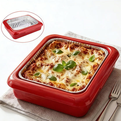 Aluminum Foil Tray with Lid - Insulated Stackable BBQ & Salad Serving Container for Outdoor Picnic