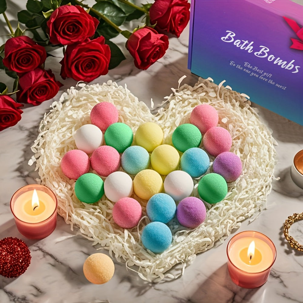 Bath Bombs Gift Set 23pcs Handmade Bubble Bath Fizzes with Essential Oils for Women Wife for Bath Time, Home Spa and Personal Care