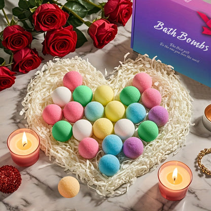 Bath Bombs Gift Set 23pcs Handmade Bubble Bath Fizzes with Essential Oils for Women Wife for Bath Time, Home Spa and Personal Care