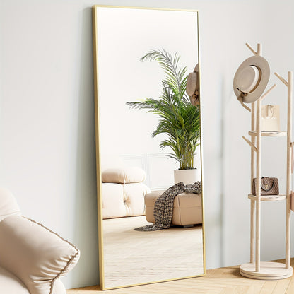Full Length Mirror Floor Standing, Arched & Rect Body Mirror with Stand, Hanging or Leaning Wall Mirror, Aluminum Alloy Thin Frame