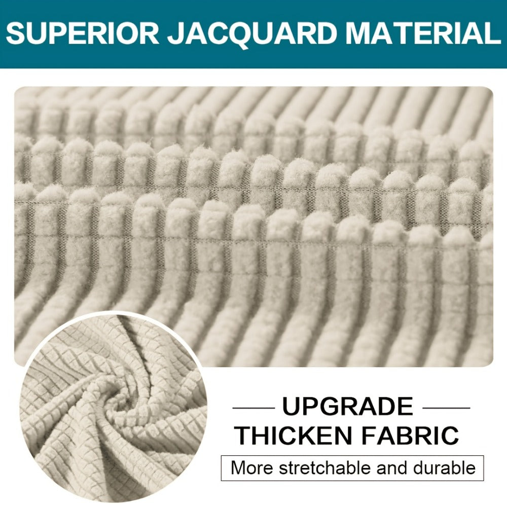 Sofa Cover Grid Jacquard Elastic Full-Cover Slipcover with Elastic Fit for 1 to 3 Seats and XL Sofas