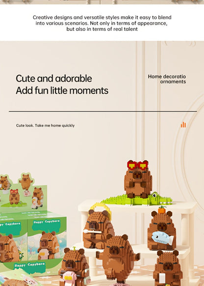 Capybara Micro Brick Building Set 562pcs Collector Edition – Miniature DIY Assembly Desk Decor Stress Relief Toy for Kids Teens Adults