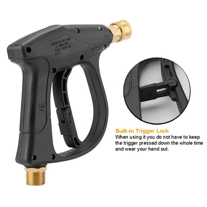 High Pressure Car Wash Gun with 5 Spray Nozzles – Max 3000 PSI, M22-14 & 1/4" Quick Connect, Garden Hose Pressure Washer Wand for Car