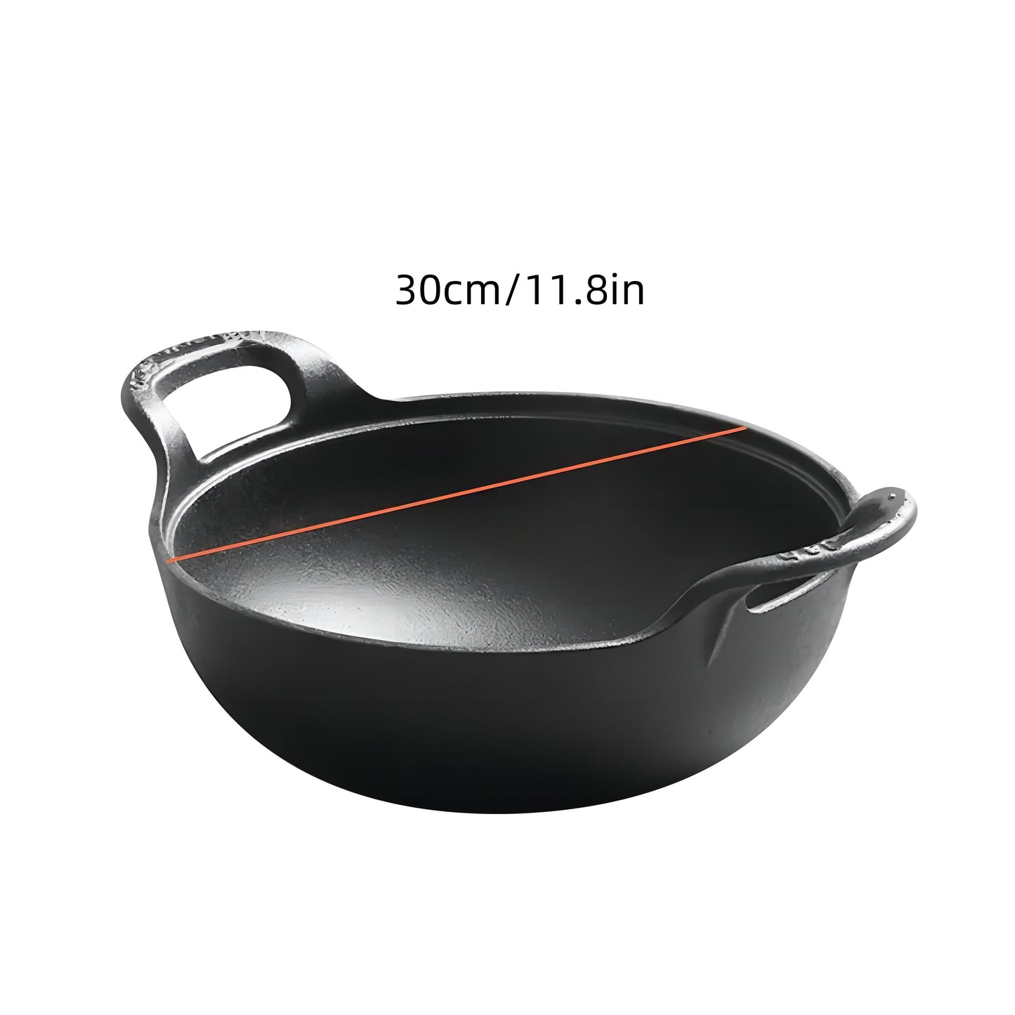 Cast Iron Wok Skillet Non-Stick Deep Stir Fry Pan with Dual Handles – Uncoated Traditional for Home Cooking, Dining and Outdoor Meals