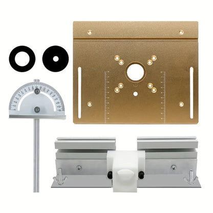 Aluminum Router Table Insert Plate with Fence & Miter Gauge - Precision Woodworking Tool, Dual Function Design