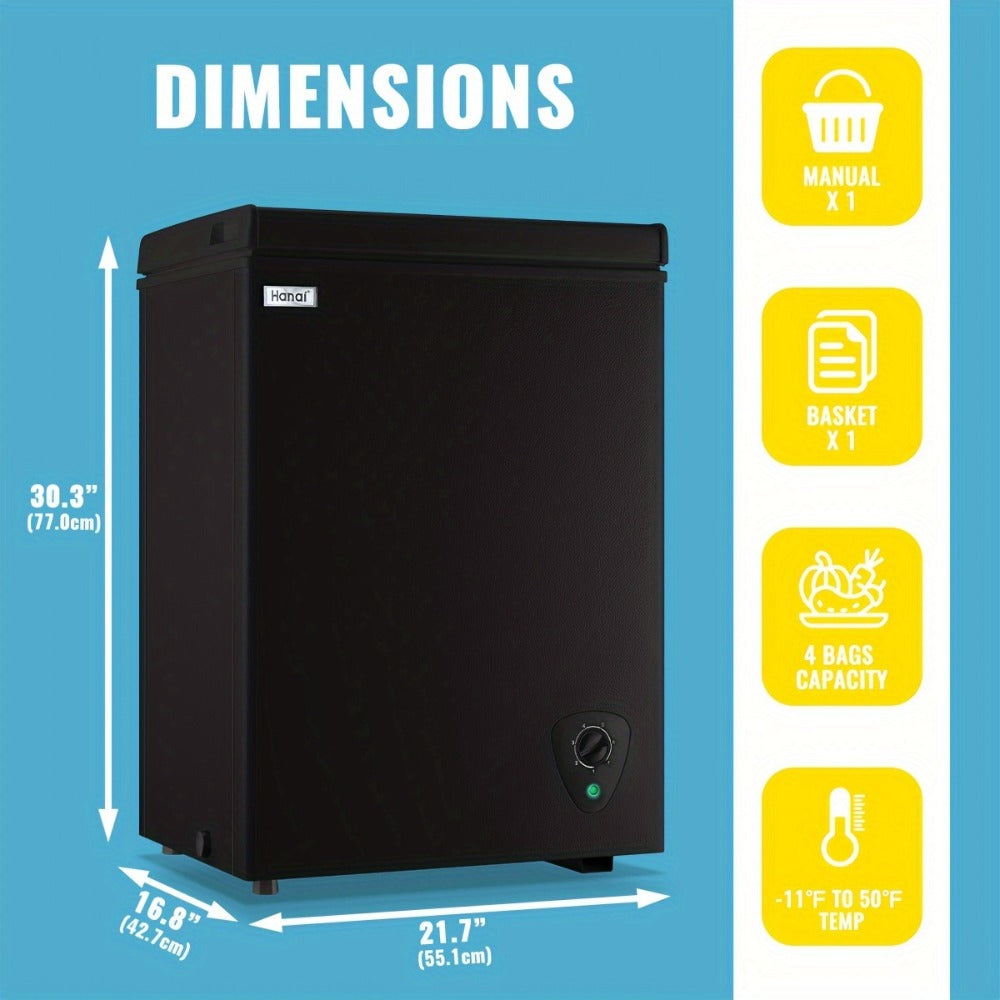 Chest Freezer, Compact Mini Deep Freezer with 7-Level Temperature Control (-11.2°F to 50°F), Low Noise R600a Compressor