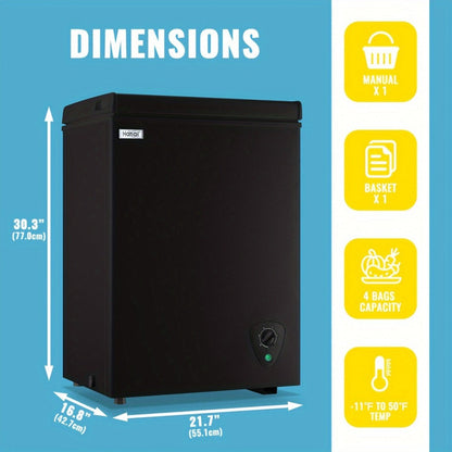 Chest Freezer, Compact Mini Deep Freezer with 7-Level Temperature Control (-11.2°F to 50°F), Low Noise R600a Compressor