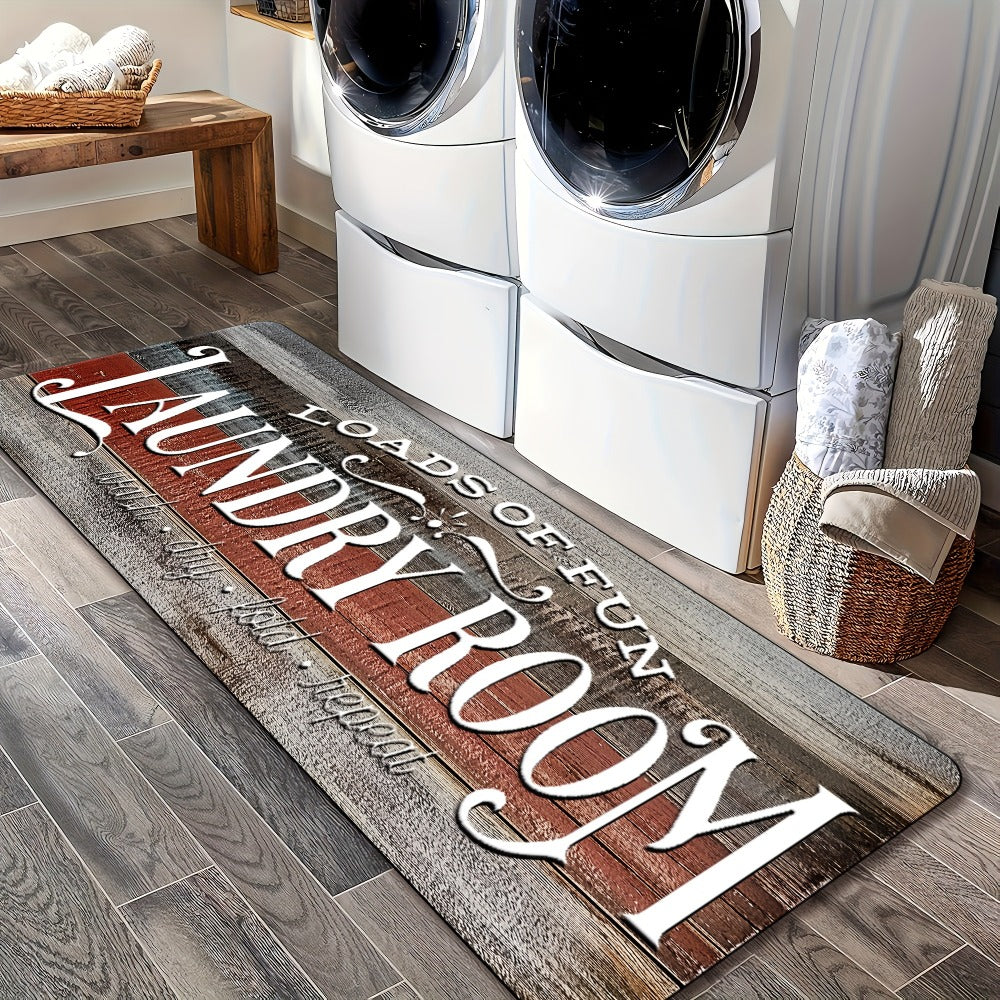 Farmhouse Laundry Room Runner Rug – Retro Kitchen & Bathroom Mat, Anti-Slip Floor Runner for Laundry Room
