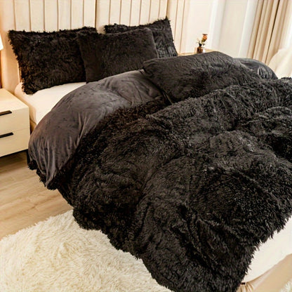 Plush Duvet Cover 100% Polyester Soft Warm Zipper Closure Cozy Bedroom Bedding Twin Full Queen King Solid Tie Dye 14 Colors for Bedroom