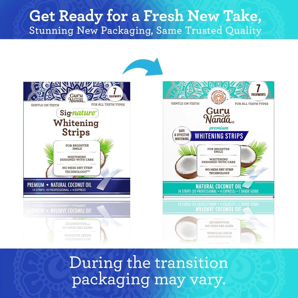 Hydrogen Peroxide Whitening Strips 7-Day Treatment, Non-Slip Dry Strip Technology with Coconut Oil Formula